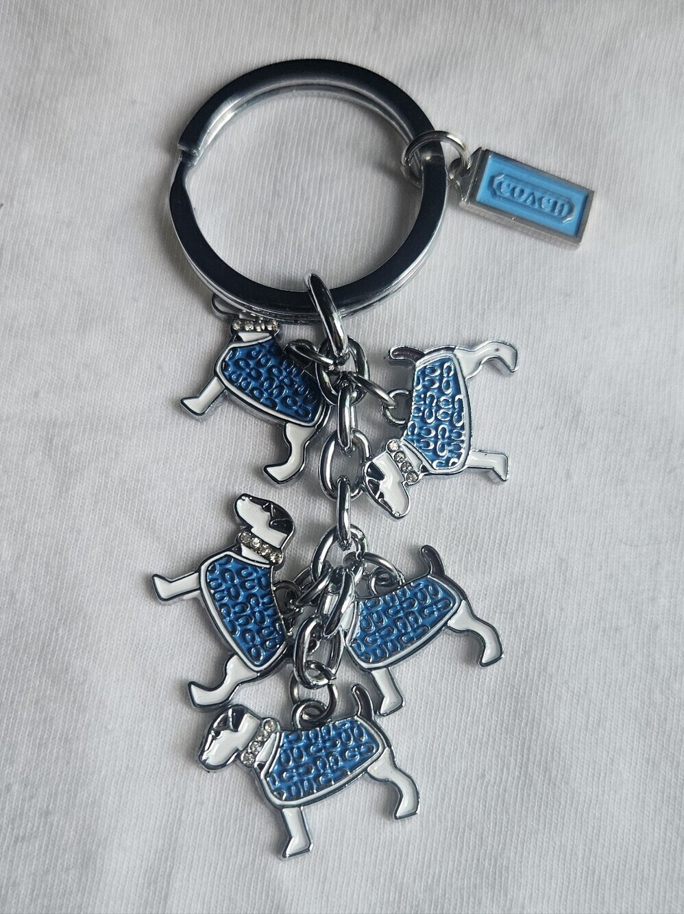 Coach Vintage Five Beagle Charm Silver Key Chain Ring Collectible Rare - Picture 2 of 6